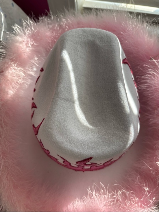 Pink Flame Western Cowboy Hat Feather Boa Rhinestone Fringe main image 5
